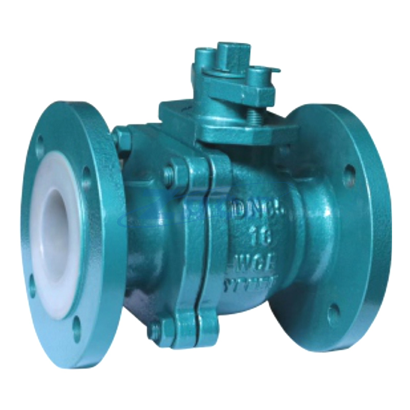 Fluorine-lined flanged ball valve