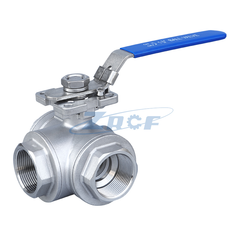 Three-way threaded ball valve