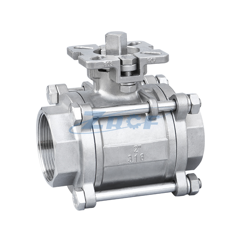 Three-piece high platform ball valve